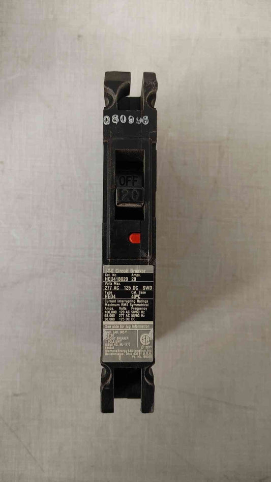 *Pickup Only* Siemens 20A 1 Pole I-T-E Circuit Breaker 277VAC 125VDC HED41B020(104790)
