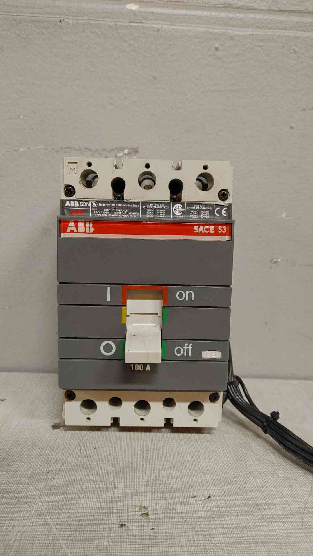 ABB S3N 100A 3 Pole Circuit Breaker 600VDC 600VAC YF-7055