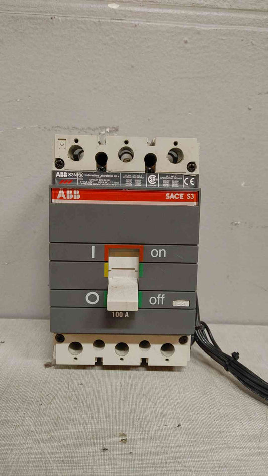 ABB S3N 100A 3 Pole Circuit Breaker 600VDC 600VAC YF-7055