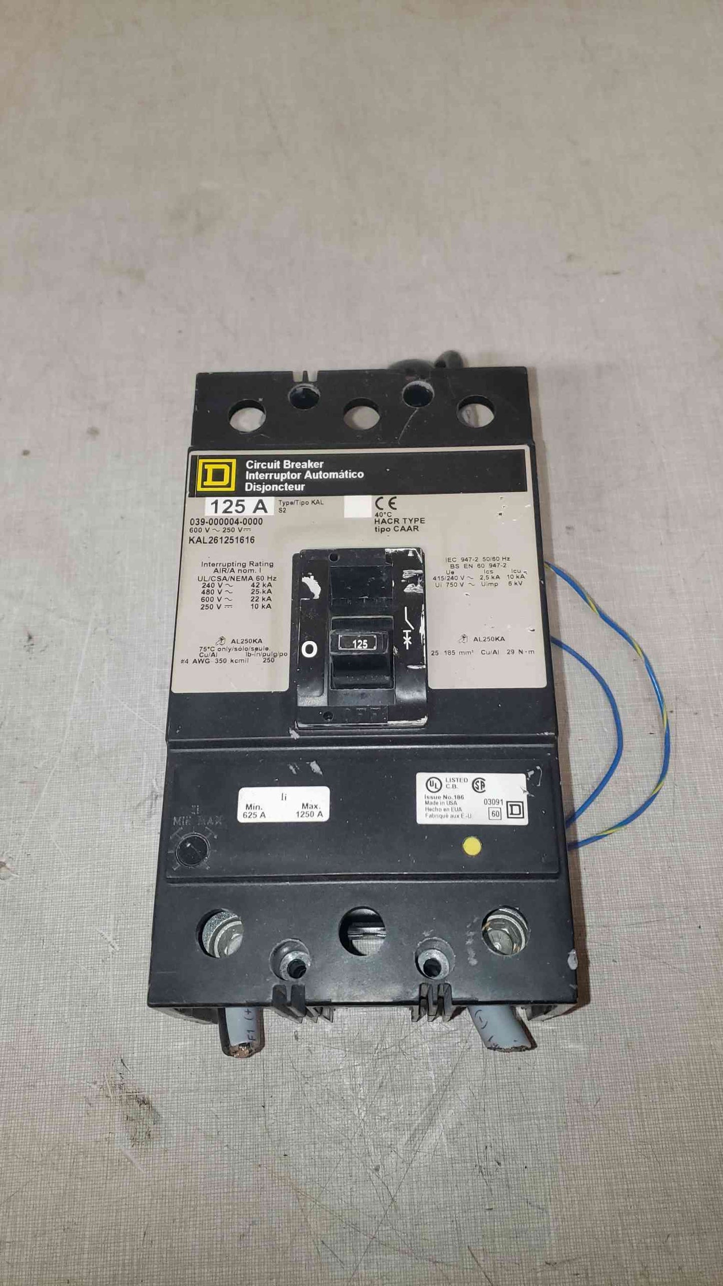 Square D 125A 3 Pole Circuit Breaker KAL261251616 (SKU: 107253)