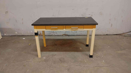 4' Black Epoxy Desk With Drawers Chem Resistant Lab Desk