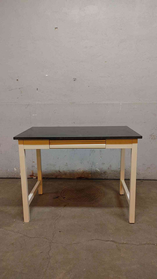 4' Black Epoxy Desk With Drawer Lab Desk