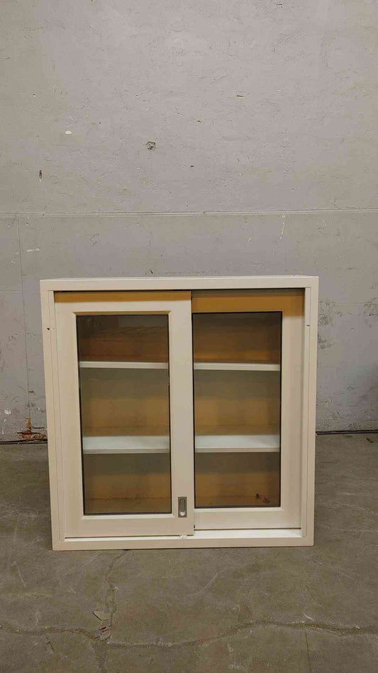 3' Dual Glass Sliding Door White Overhead Casework (108358)