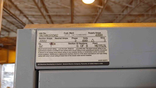 General Electric 8 Section Switchgear 4000A 3PH 480V (108470)