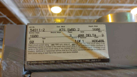 General Electric Spectra Series Switchboard 1600A 3PH 1W (108490)