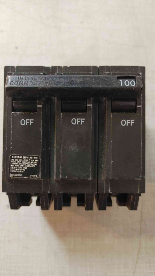 General Electric Circuit Breaker 3 Pole 100 Amp Type THQD