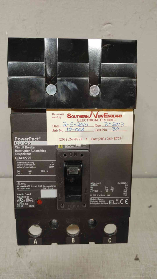 Square D Circuit Breaker QDA32225 225 Amp 3 Pole I-Line (108594)