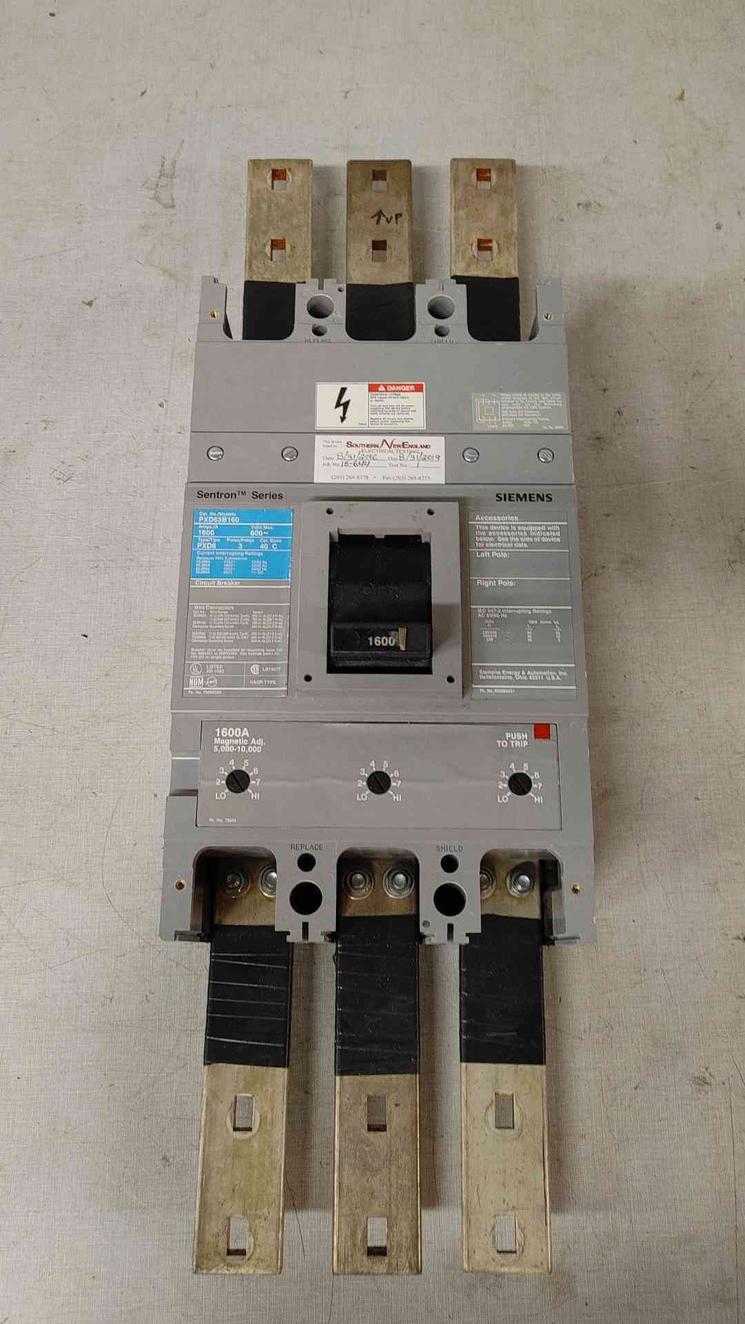 Siemens Sentron Series 3 Pole Circuit Breaker 1600A 600V PXD63B160 (108849)