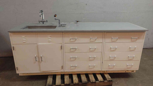 7'9" Duralab Sink & Cabinets Combo Drawers Faucet Eyewash Metal Lab Bench Casework (109186)