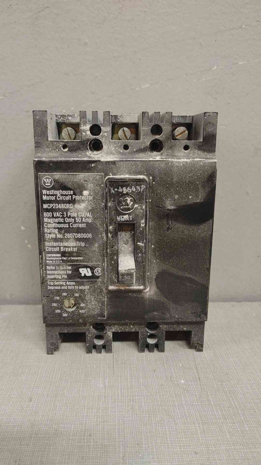 Westinghouse MCP23480RC 50 Amp 3-Pole 600V Motor Circuit Protector – Instantaneous Trip