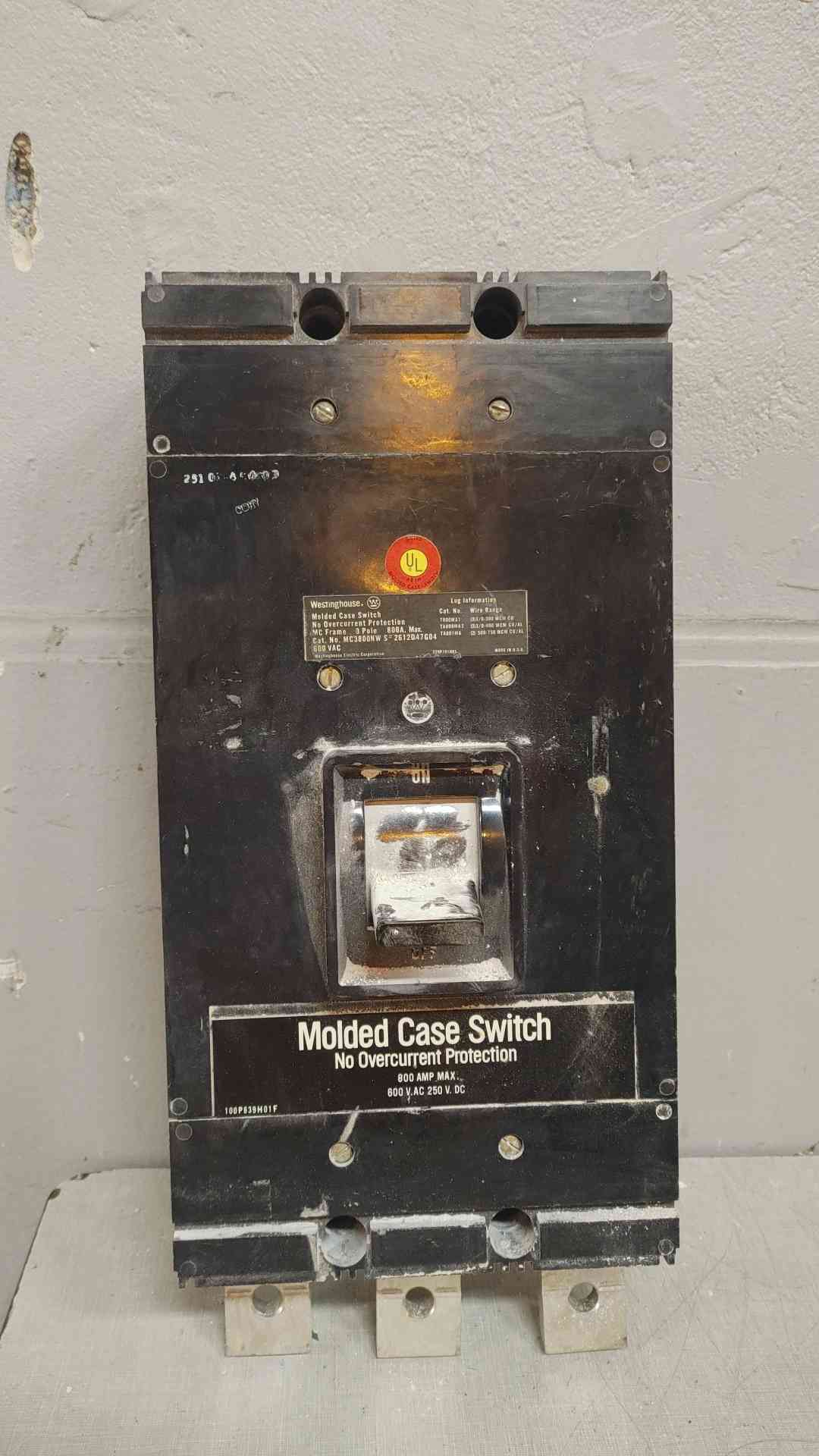 Westinghouse 3 Pole Circuit Breaker 800A 600VAC MC3800NW (109416)