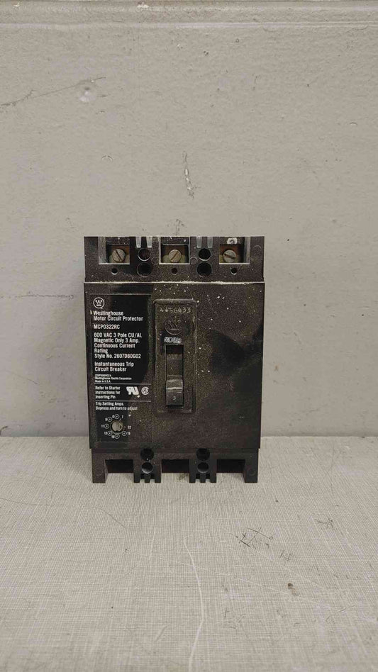 Westinghouse MCP0322RC 3-Pole Motor Circuit Protector - 600 VAC, 3 Amp (SKU: 109387)