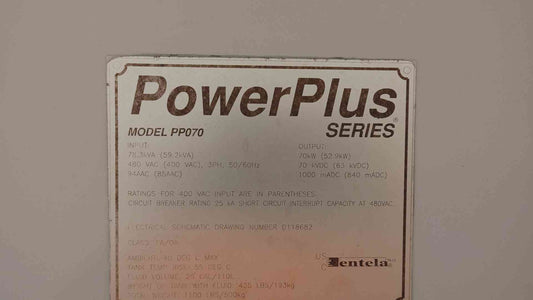 Entela PowerPlus Series 70KW 78.3KVA 480VAC PP070 (109501)