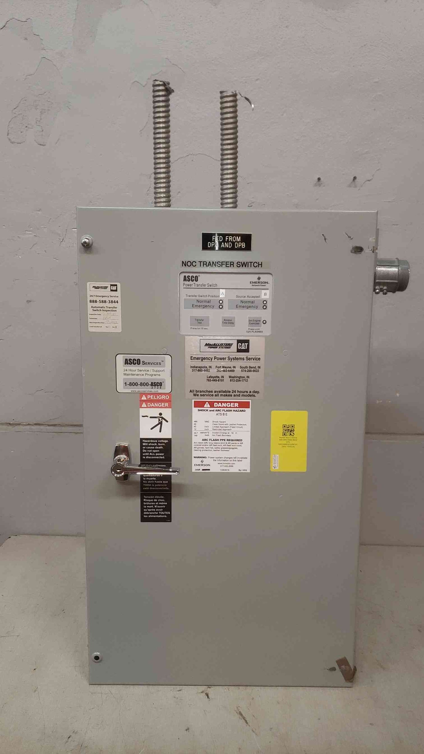 ASCO Series 300 3PH 104A 480V ATS D00300B30104N10C Automatic Transfer Switch (SKU: 109559)