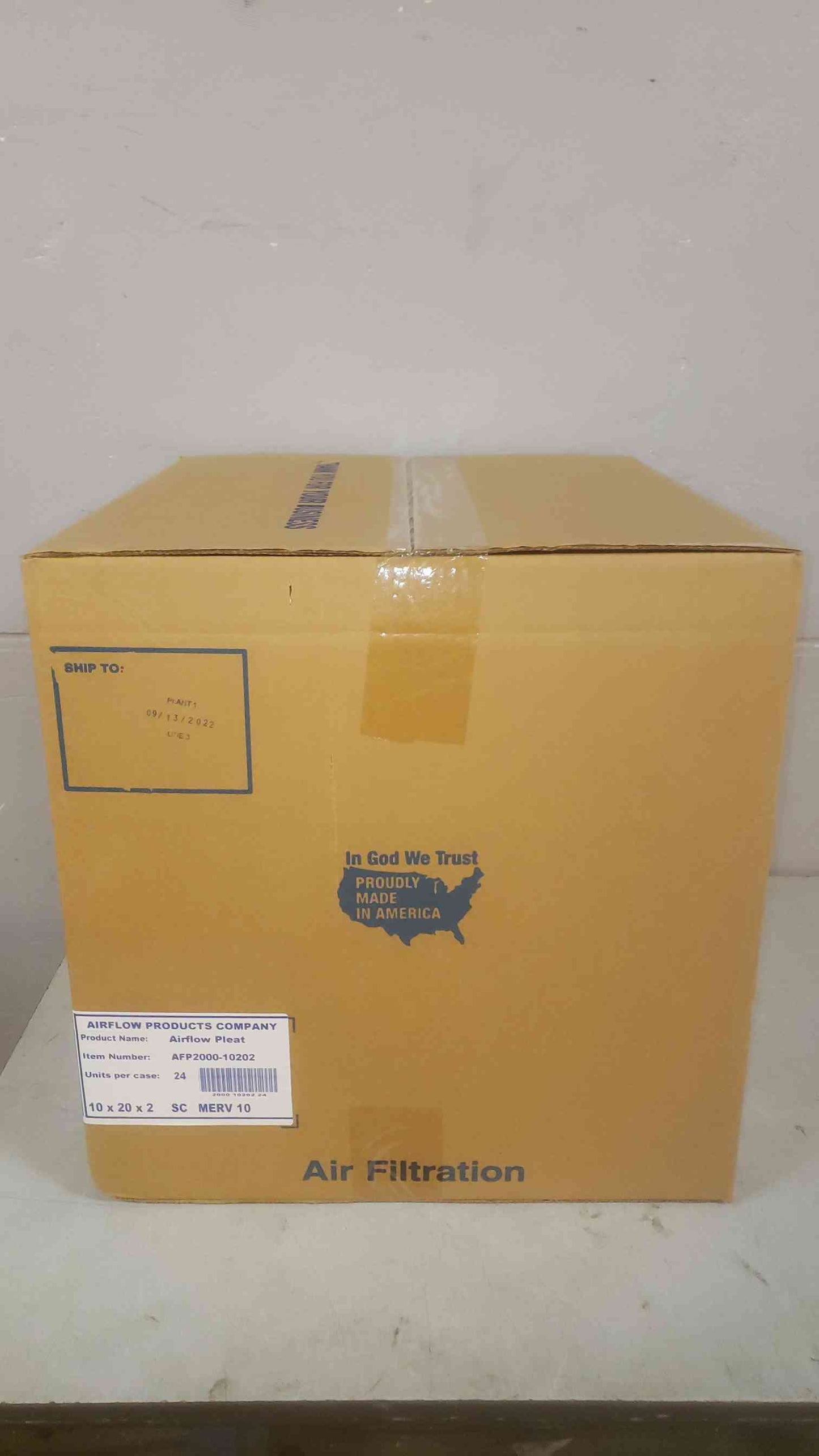 New Box of 24 Airflow Products 10x20x2 Merv 10 Airflow Pleat Filter AFP2000-10202 (SKU: 109844)