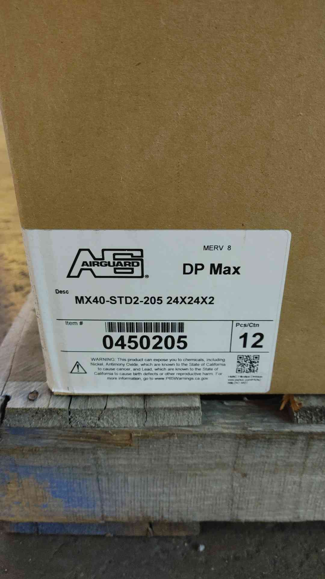 NEW Box of 12 Air Guard DP Max 24×24×2 MERV 8 Air Filter 0450205(SKU: 109883)