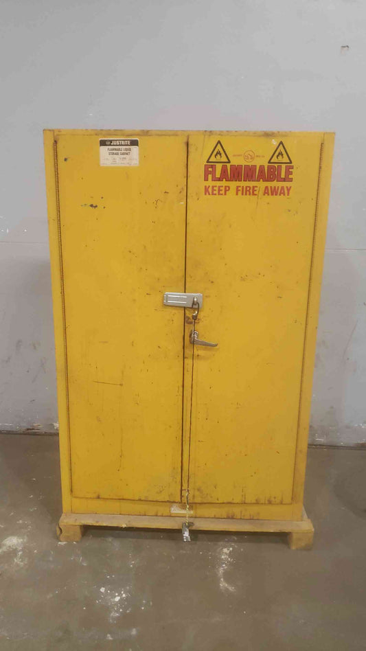 Justrite 45 Gallon Flammable Safety Cabinet 2-Door Manual Close Yellow SKU 110895