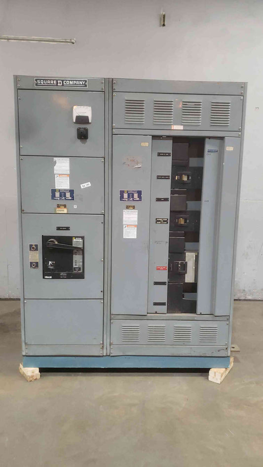 SQUARE D 1000A 277/480V Power-Style Breaker Switchboard Missing Side Covers 1 Main & 3 Dist Breakers (SKU: 111254)