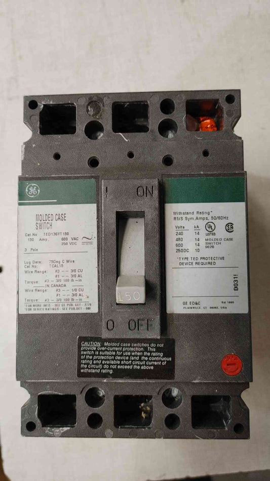 GE 150A 600VAC 3Pole Molded Case Switch TED136YT150(SKU: 111495)