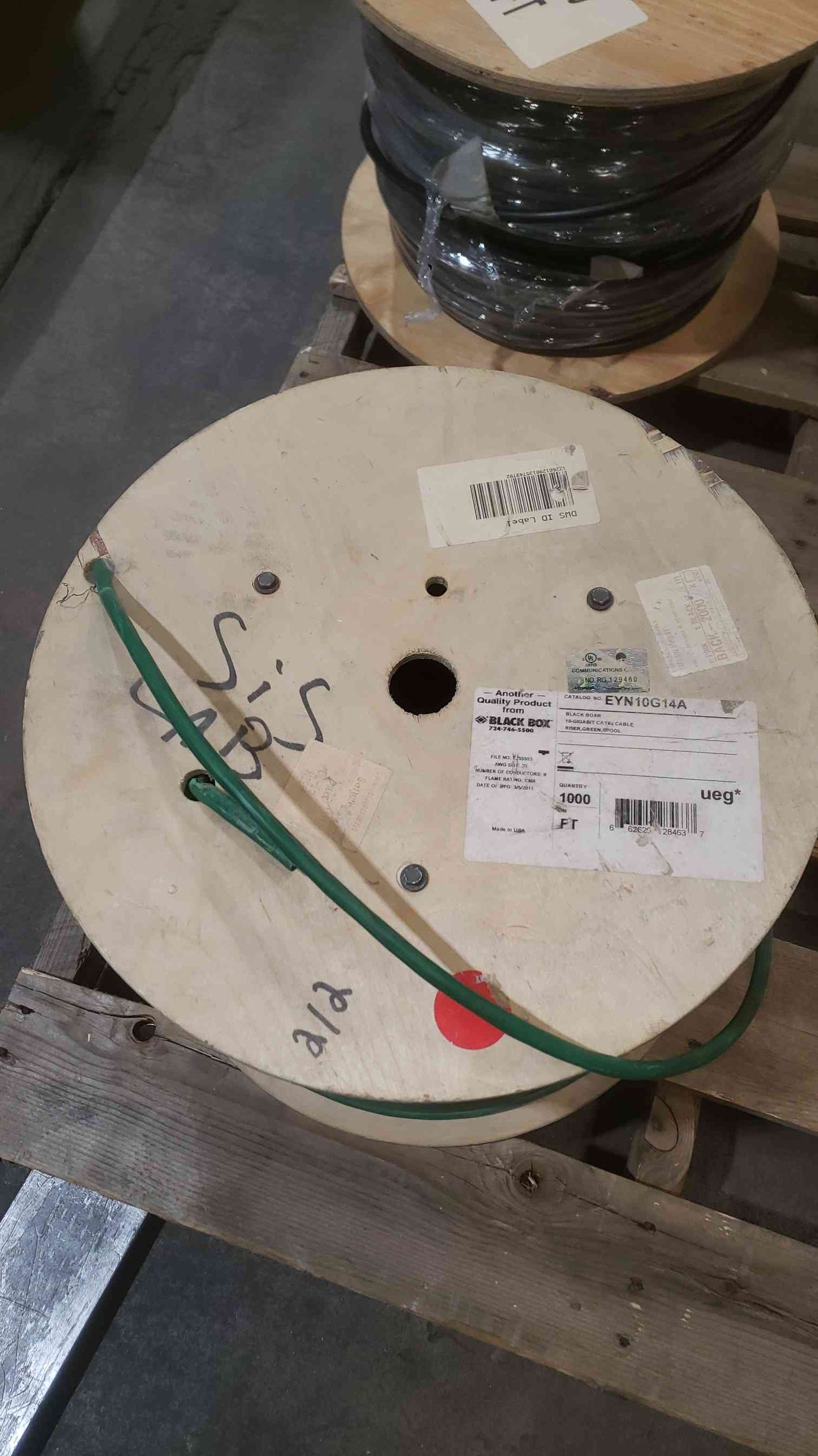 Black Box 780' 23AWG 8 Conductors Riser, Green, Spool 10-Gigabit Cat 6a Cable EYN10G14A (SKU: 111573)