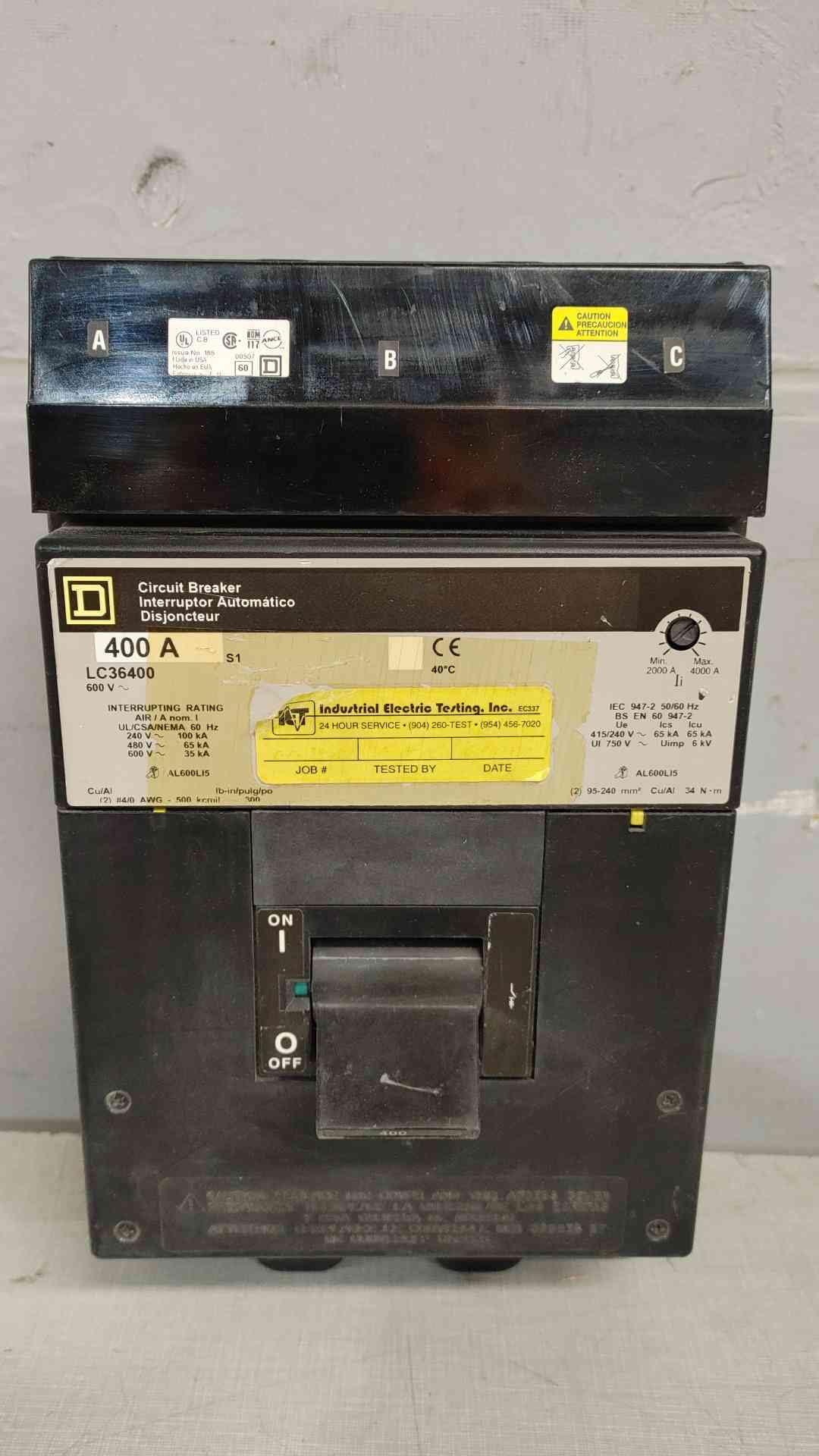 SQUARE D I-Line 400A 600V CIRCUIT BREAKER LC36400 (SKU: 111602)