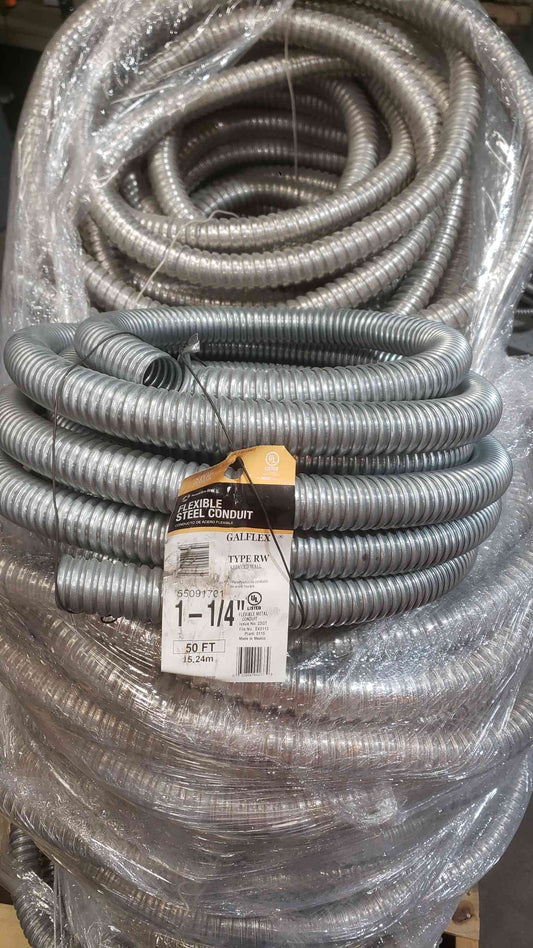 NEW Southwire 50' 1-1/4" Flexible Steel Conduit Type RW 55091701 (SKU: 111606)