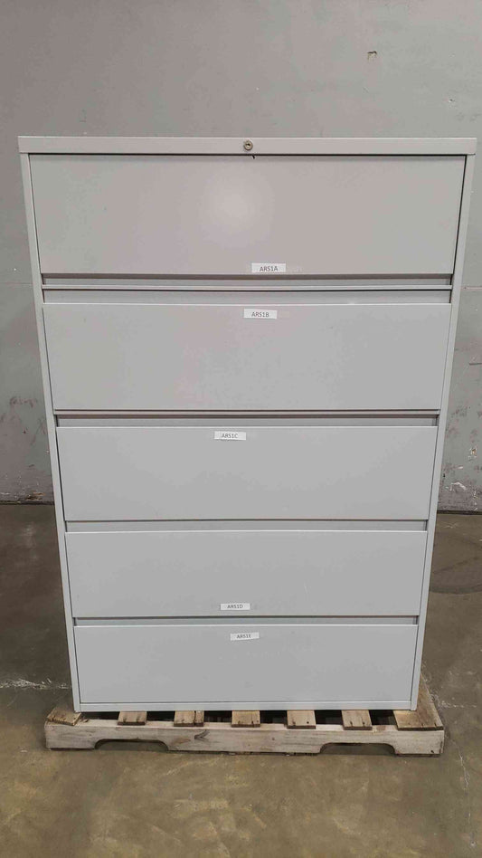 Grey 42" Five Tier Filing Cabinet 42"x18"x65" (SKU: 111851)