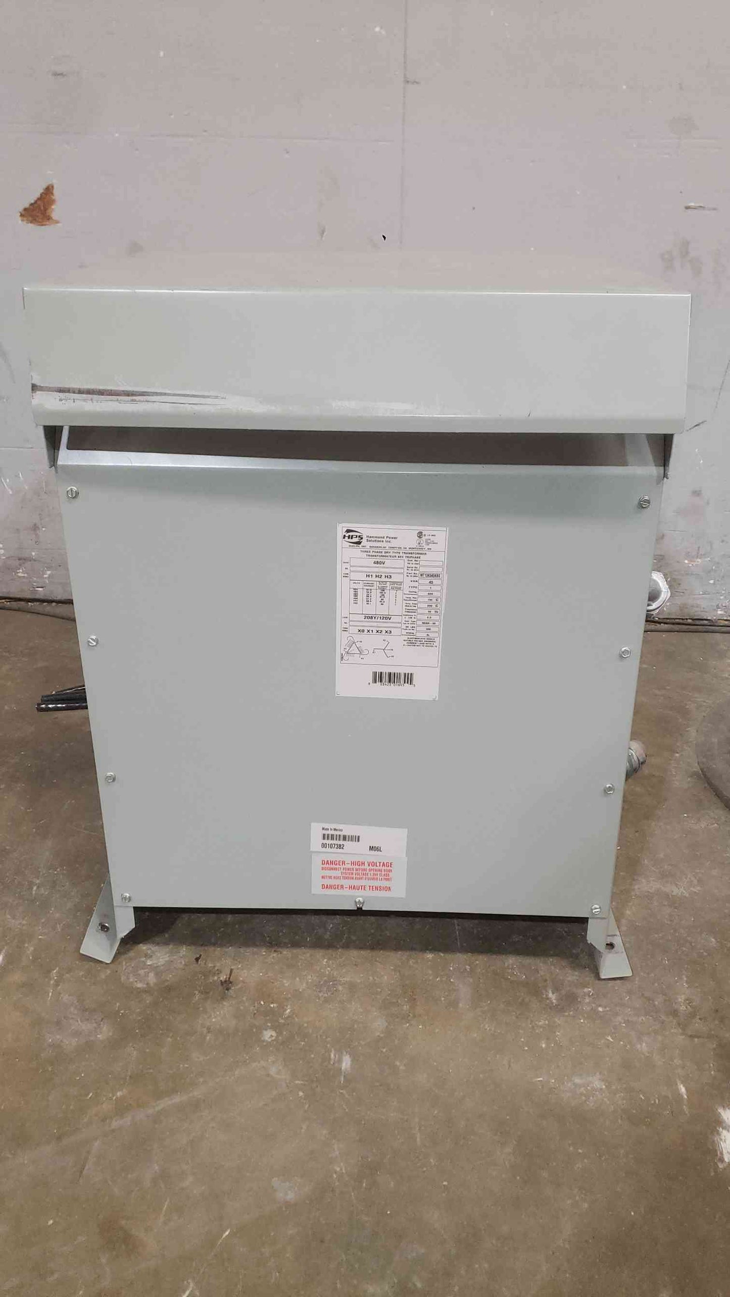 45KVA HPS 480v x 208/120v 3PH Dry Type Transformer MT13K045KBS (SKU: 111980)
