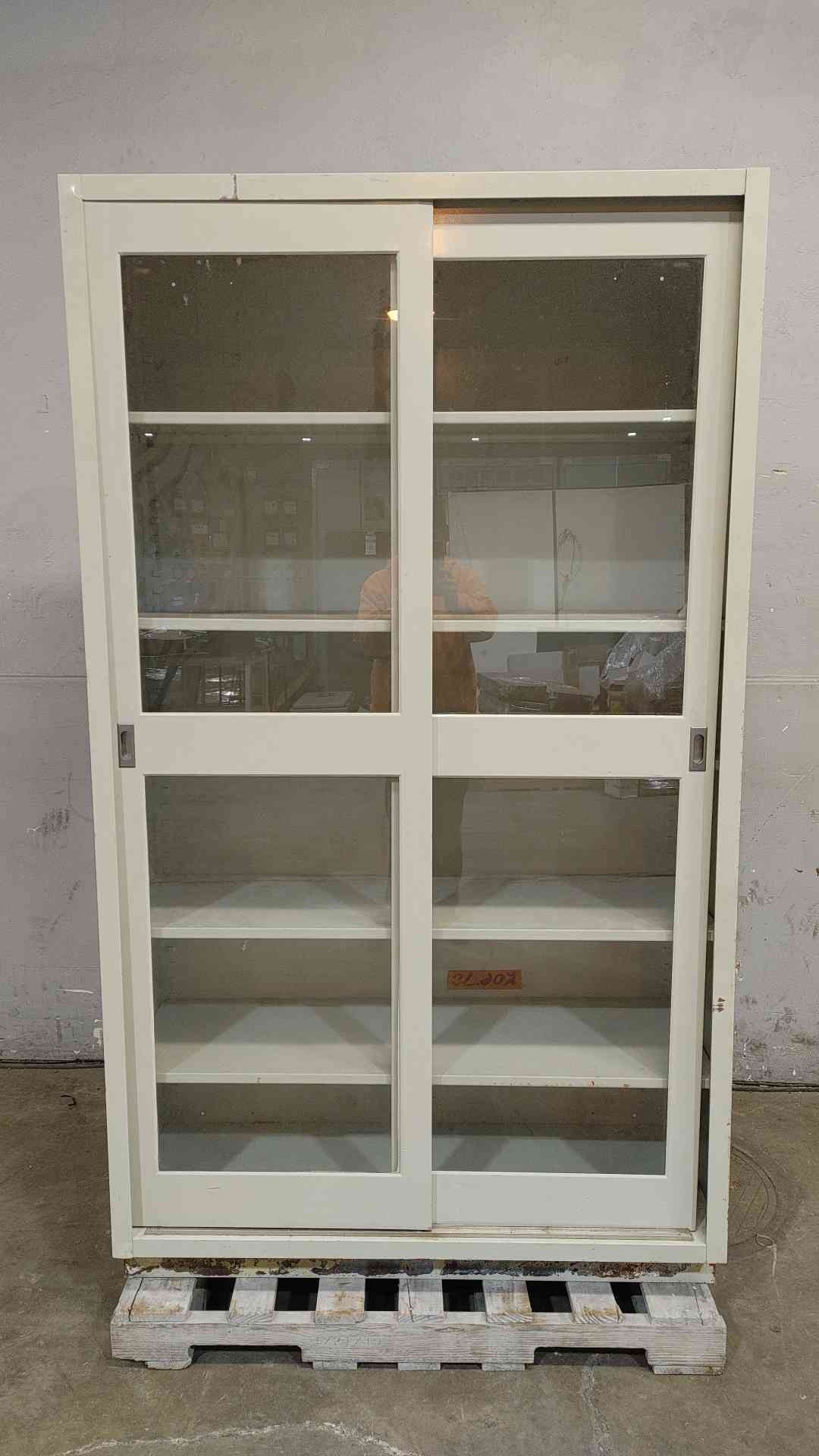 7' Tall 5 Tier Storage Cabinet w/ Sliding Glass Doors Metal Casework (SKU: 112103)