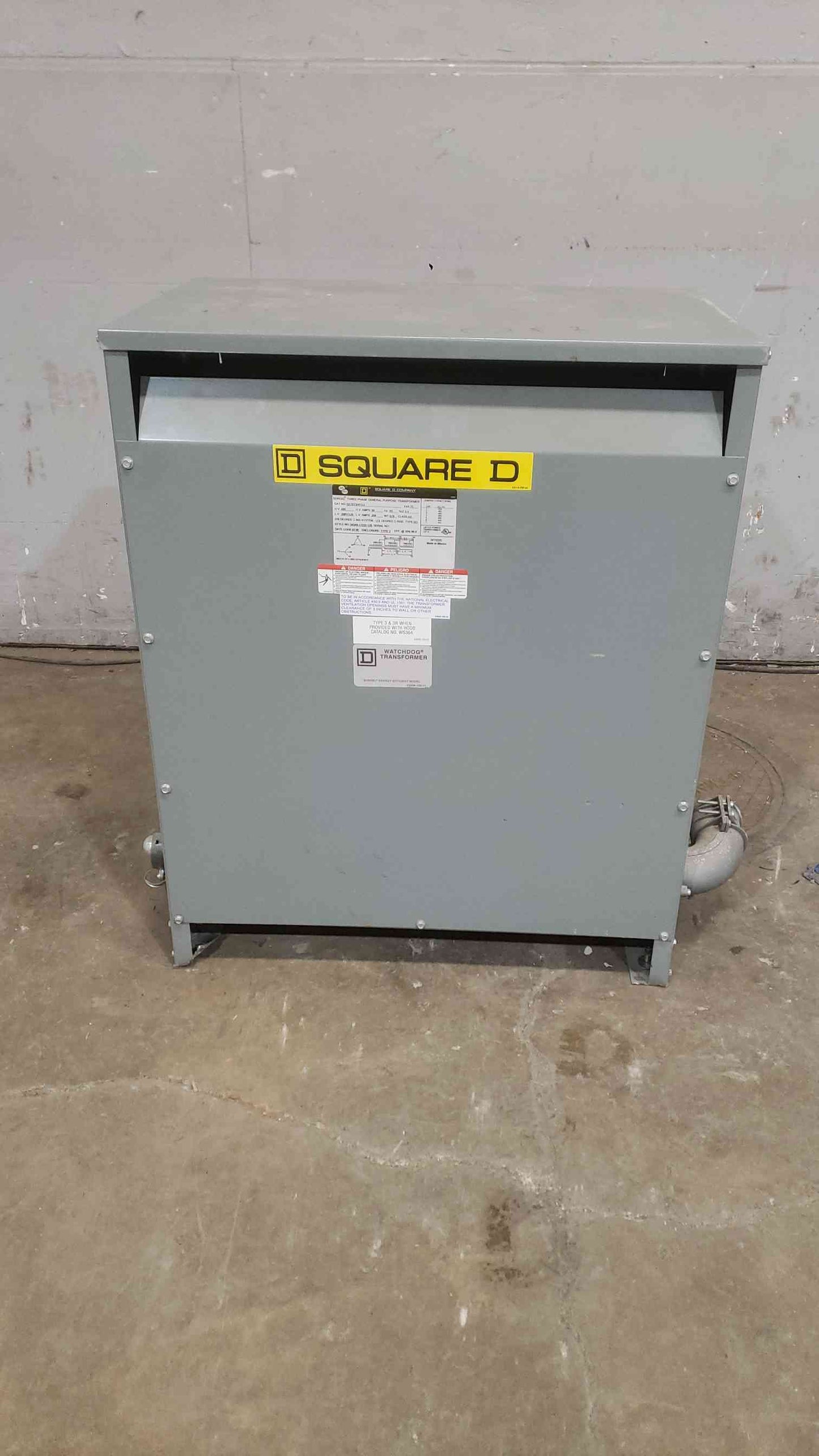 75KVA Square D 480v x 208Y/120 90/208A Class AA Transformer EE75T3HFCU (SKU: 112175)