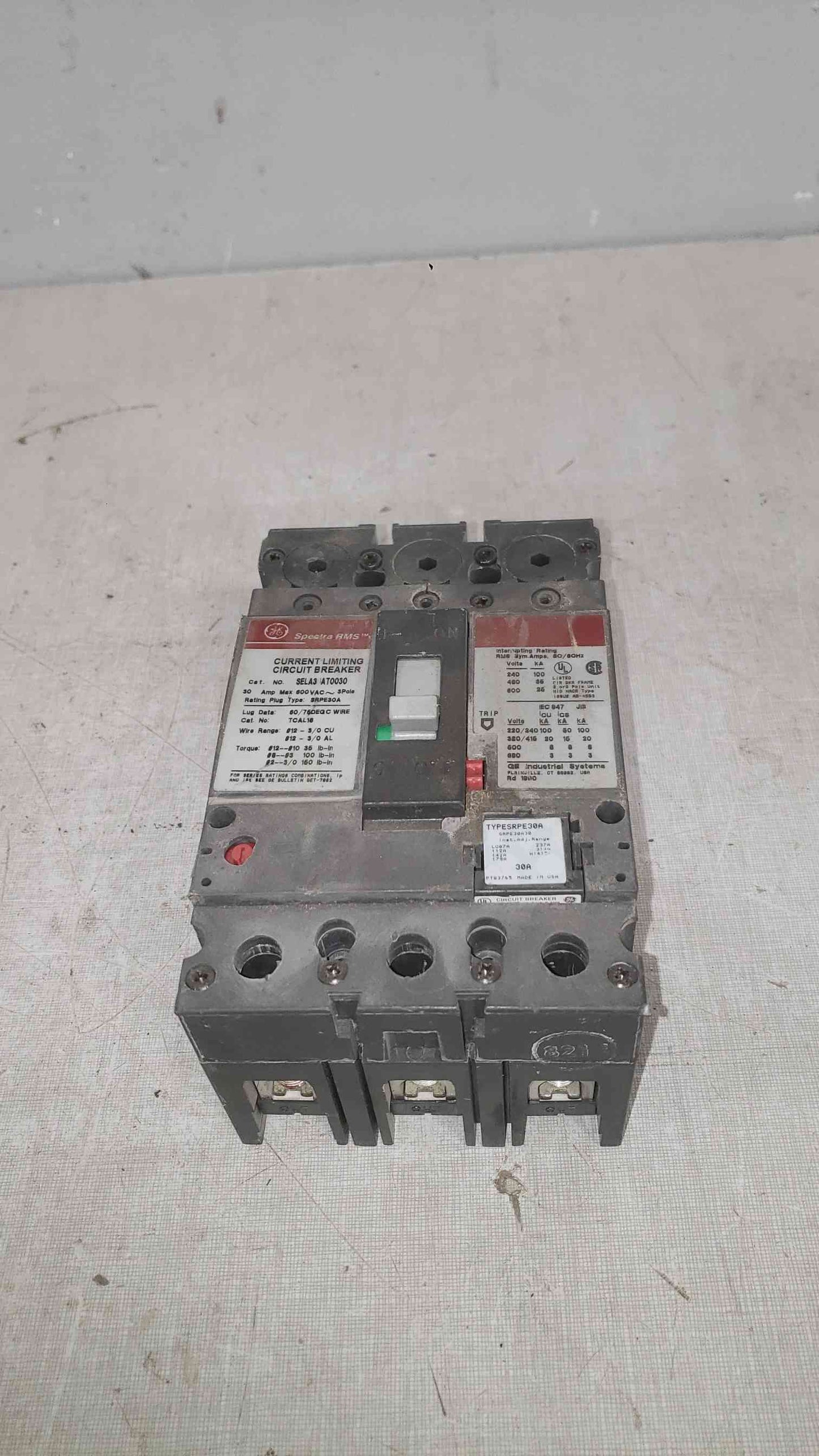 GE 30A 600VAC 3 Pole Breaker SELA36AT0030 (SKU: 112283)