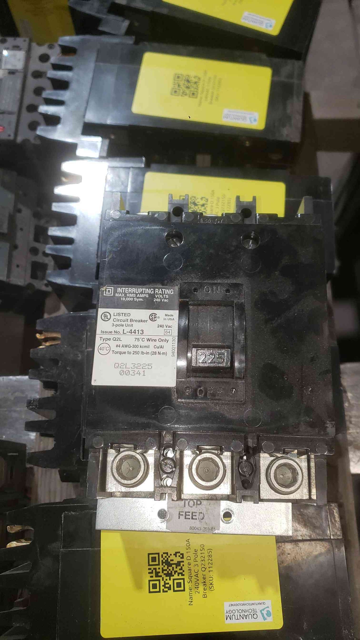 Square D 225A 240VAC 3 Pole Breaker Q2L3225 (SKU: 112289)