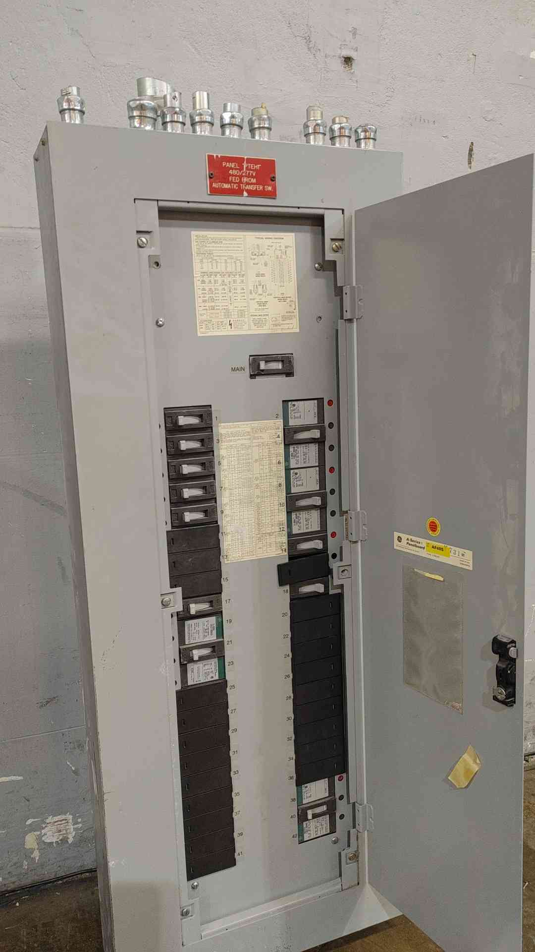GE A-Series 600A 480/277V 3PH 3W Panelboard AF49S w/ Main (SKU: 112505)
