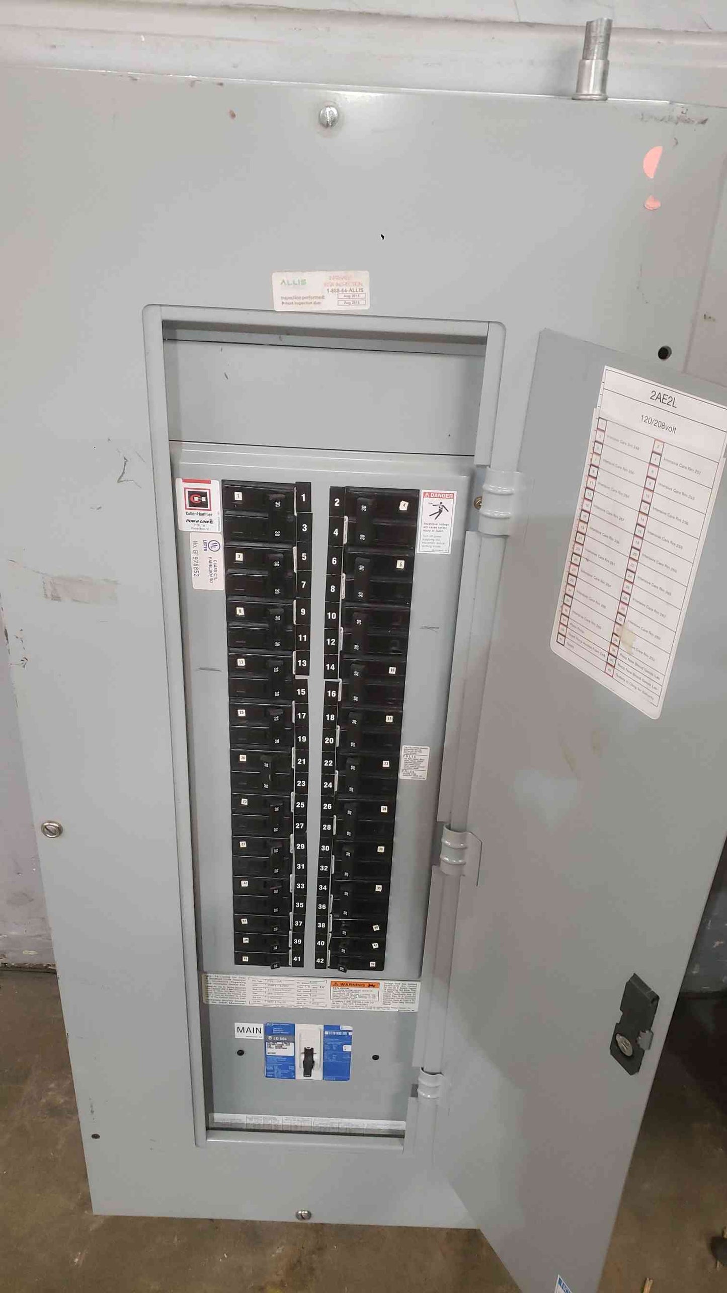 Cutler-Hammer PRL-1a 225A 120/208V 3PH Panelboard LOADED w/ 42 Bolt-On Breakers (SKU: 112518)