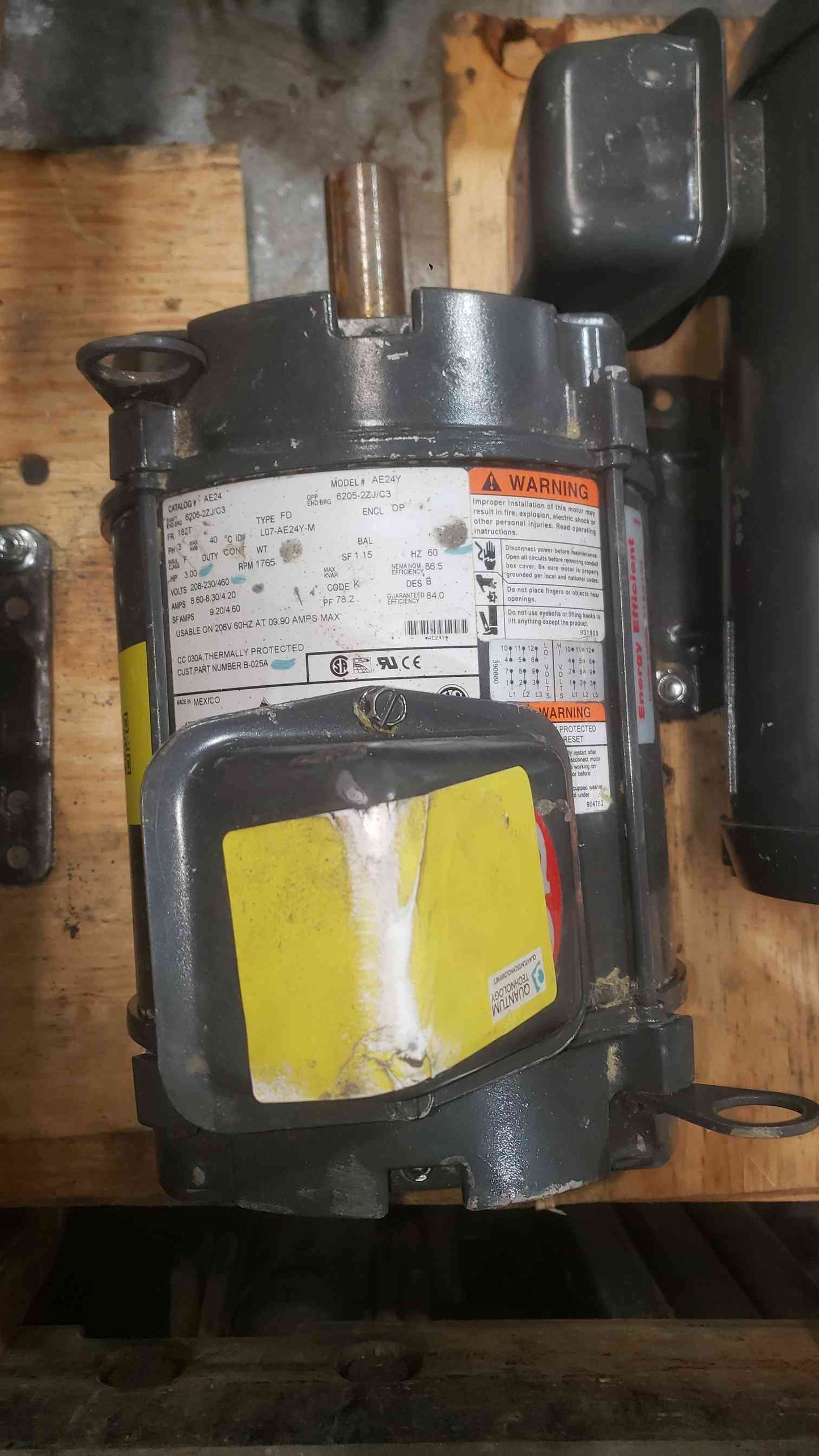 US Motors 3HP 208-230/460 3PH Motor AE24Y (SKU: 112599)