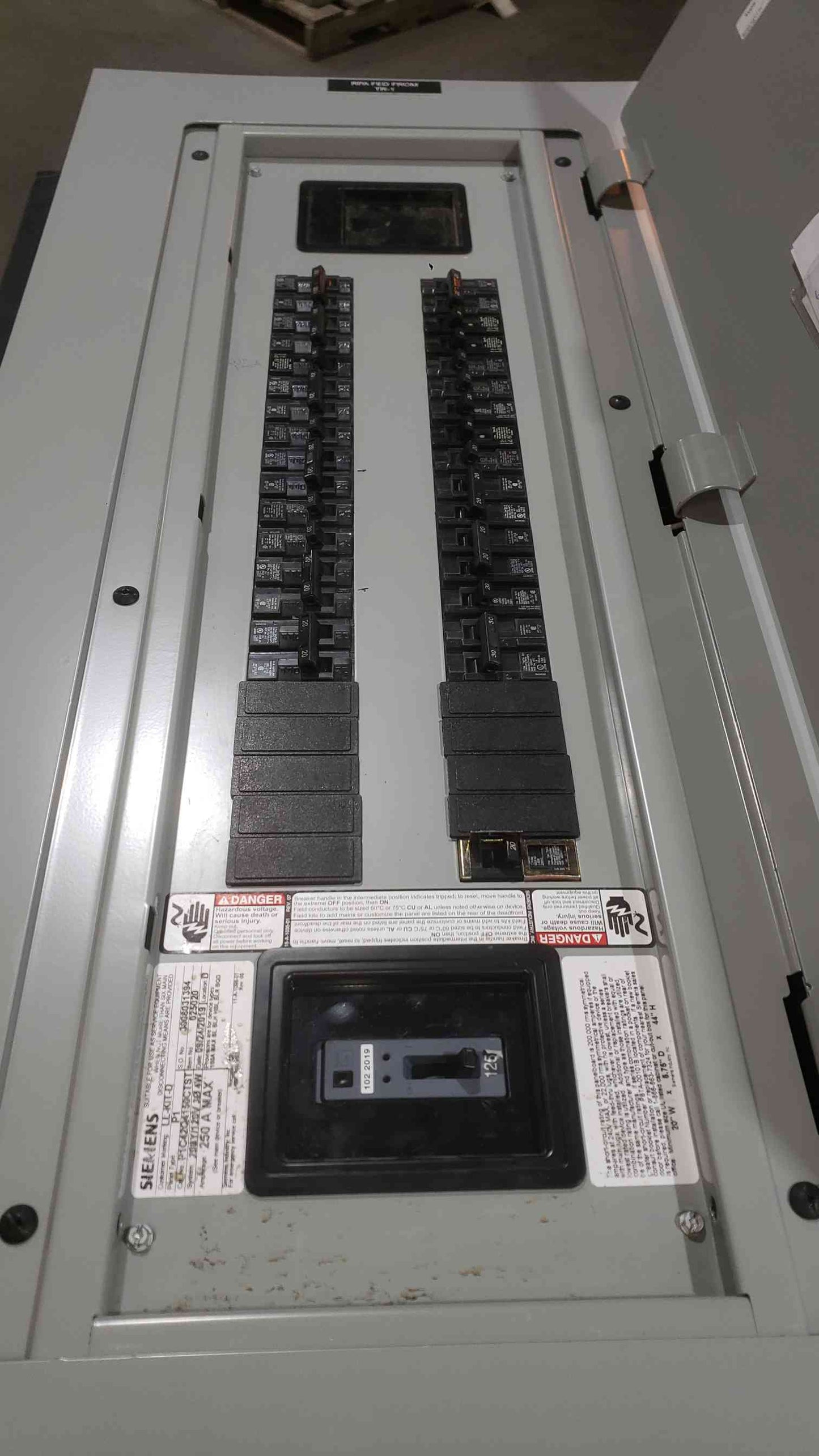 Siemens P1C42FX250CTST Complete Panelboard 250A 42-Cir w/ 250A Main Box & Trim (SKU: 112653)