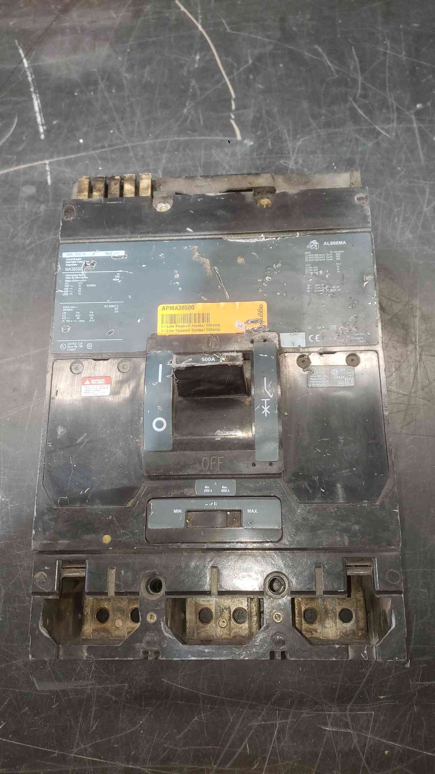 AS-IS Square D 500A 600V~ 3 Pole Breaker MA36500 (SKU: 112682)