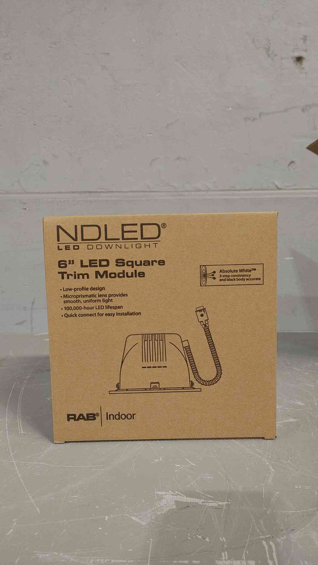 RAB Lighting NDLED Trim Module 6" Square 80Â°,4000K,80 CRI White Cone/White Ring Downlight NDLED6SD-80N-W-W(SKU: 112670)