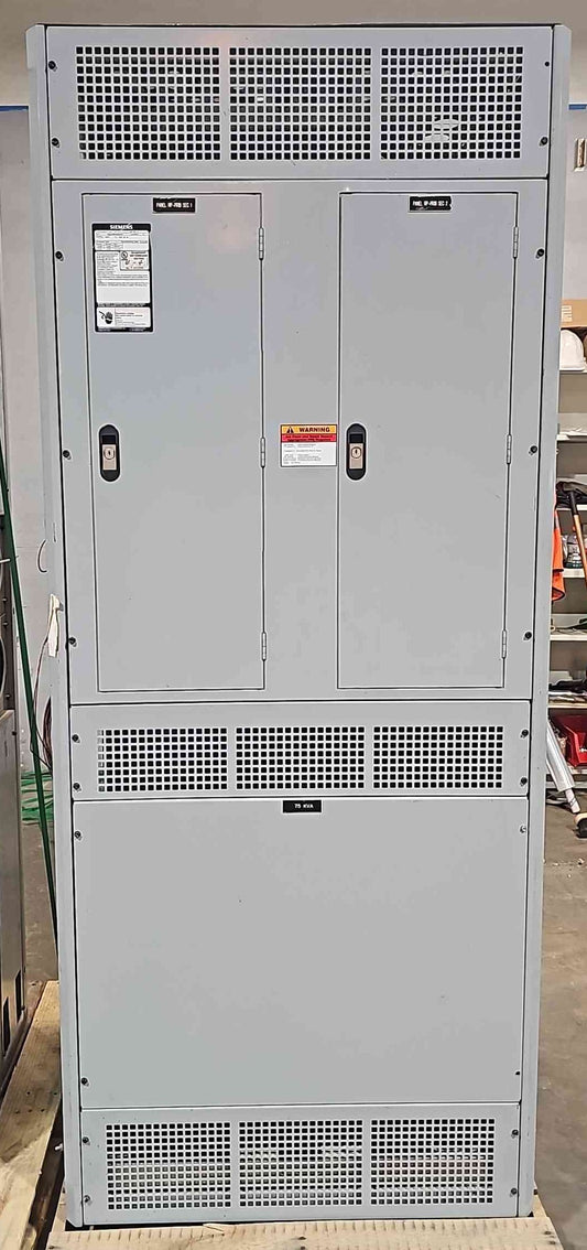 75KVA Hammond Transformer 480v x 208/120v Switchboard w/ 2 Integrated Siemens 250A 120/208v Panelboards (112754).