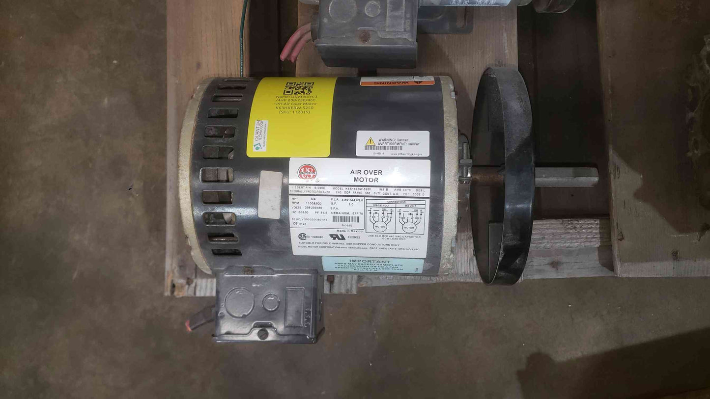 US Motors 3/4HP 208-230/460 1PH Air Over Motor K63HXEBW-5250 (SKU: 112819)