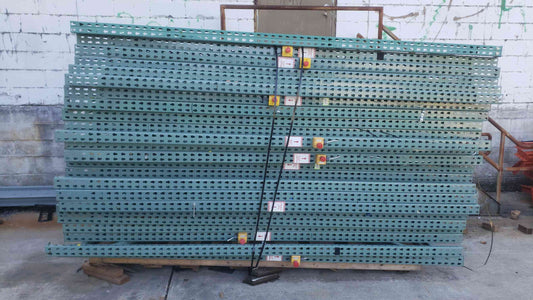 10' Teardrop Pallet Rack Uprights - 42" Depth - Interlake Teal Green - Industrial Warehouse Racking (SKU: 113059)