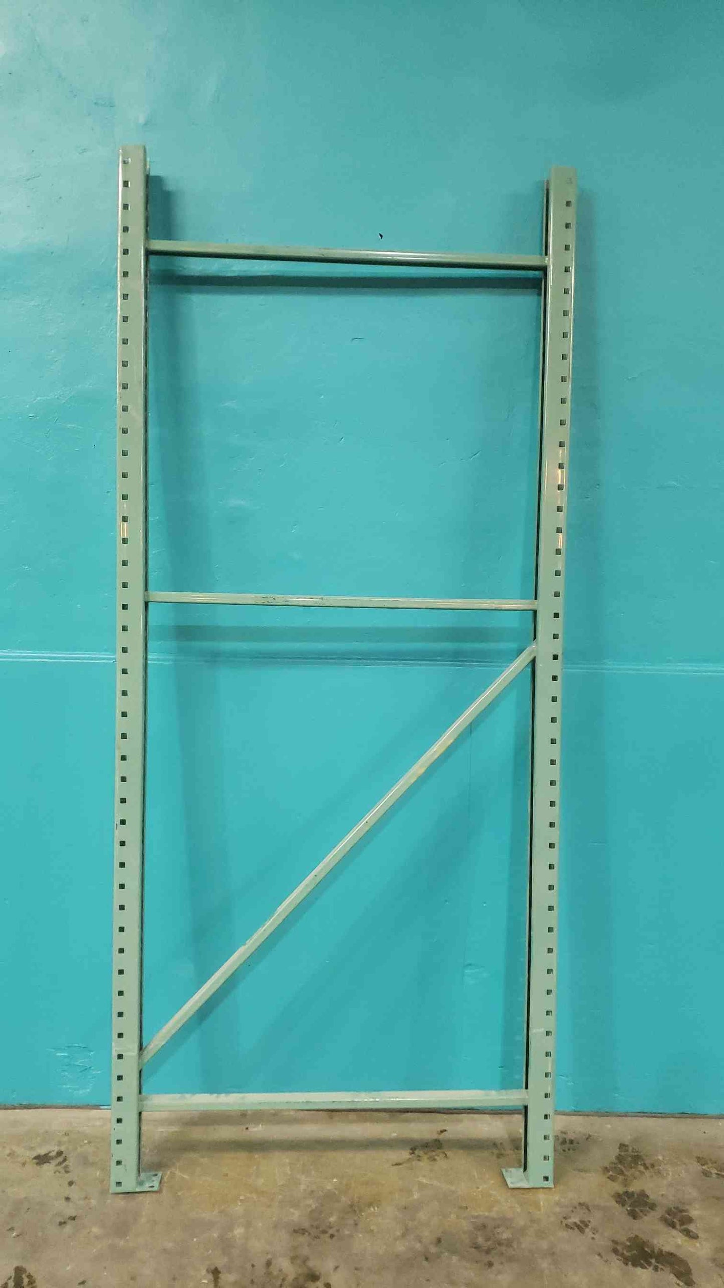 8' Square Hole Pallet Rack Upright Frame - 42" Depth - Sturdi-Bilt Style Green (SKU: 113085)