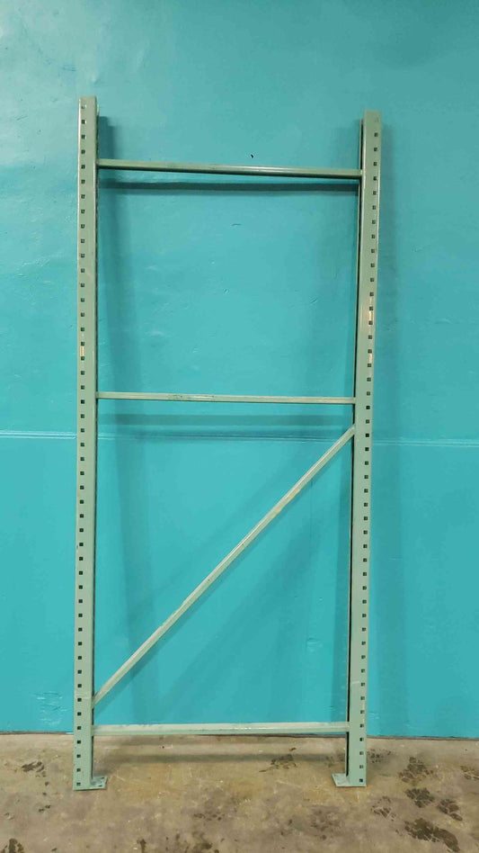 8' Square Hole Pallet Rack Upright Frame - 42" Depth - Sturdi-Bilt Style Green (SKU: 113085)