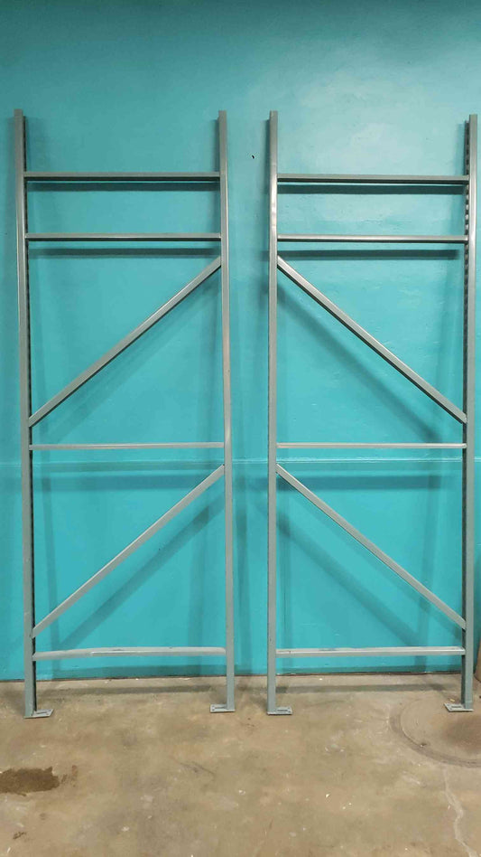 10' Slotted Pallet Rack Upright Frames - 42" Depth - Penco/Republic Style Grey - Pair (SKU: 113086)