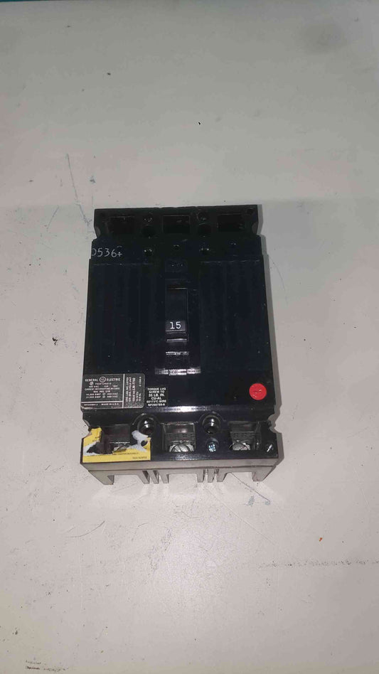 GE TED134015 Circuit Breaker 3-Pole 15A 480V 600V Molded Case Industrial E-Frame