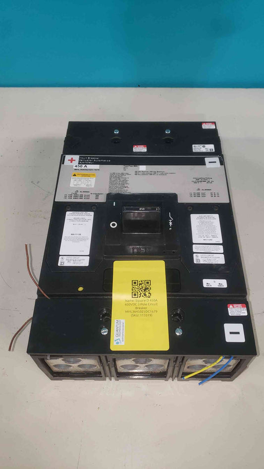 Square D MHL3645025DC1679 450A 600V DC Circuit Breaker w/ 48V UVR & Aux Switch (SKU: 113319)