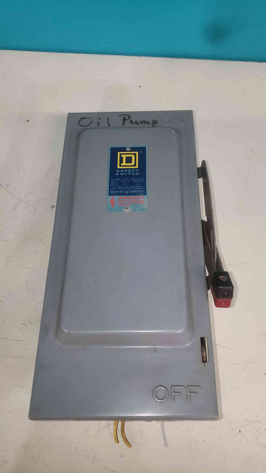 Square D H361 30 Amp 3 Pole 600V Fused Safety Switch Disconnect H361 Series D2 (SKU: 113393)