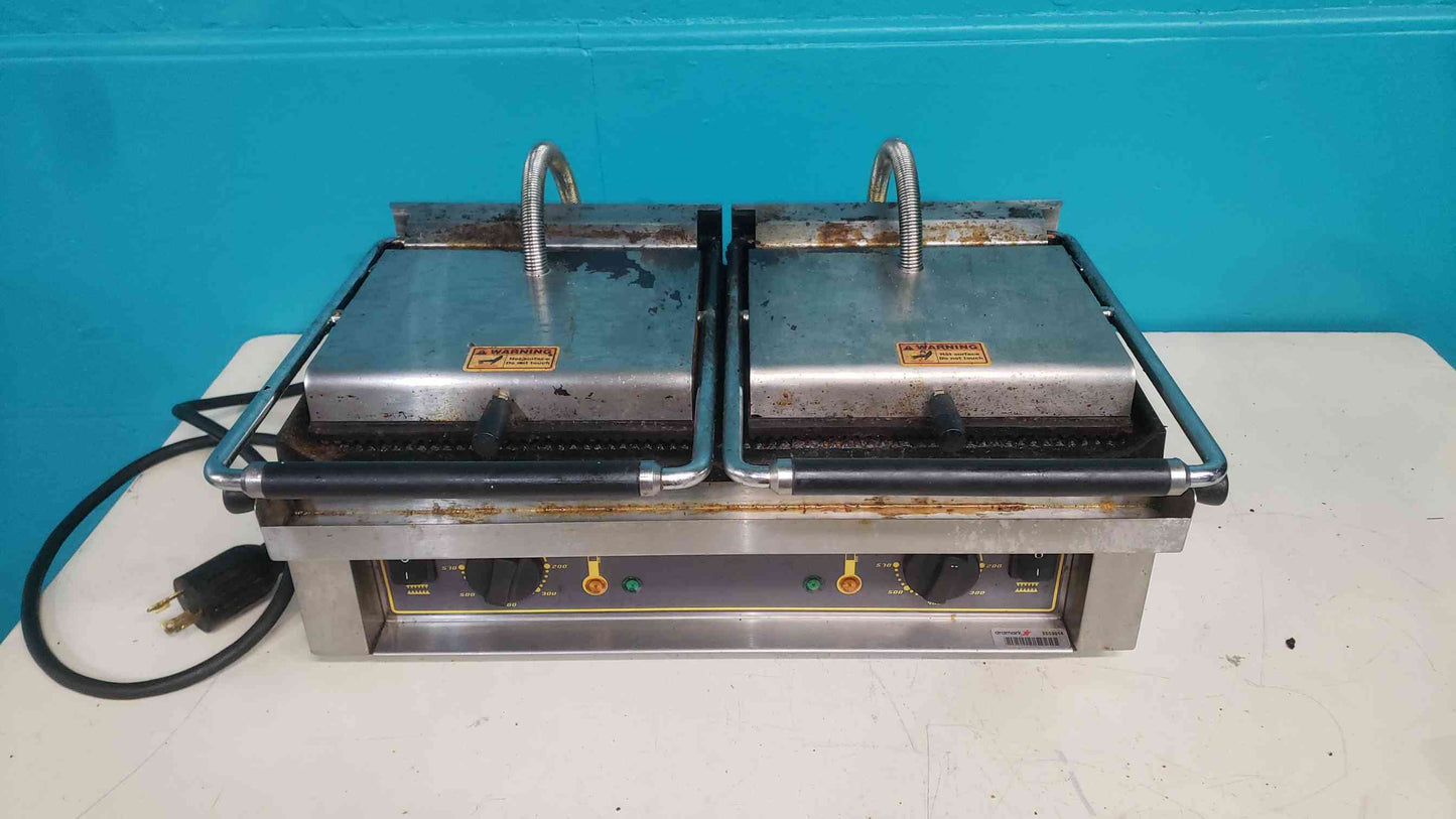 Equipex Commercial Double Panini Press Contact Grill Sodir 208V/240V Cast Iron (SKU: 113599)