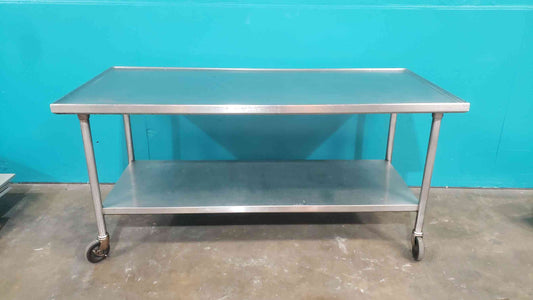 6' Stainless Steel Rolling Table Cafeteria Prep (SKU: 113614)