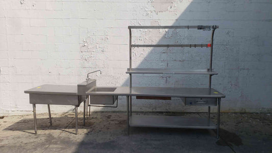 Stainless Steel Commercial Kitchen Prep Table Rack Utility Drawer Sink Unit NSF